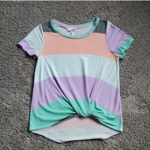 Pink Lily Tie Front Short Sleeve Tee